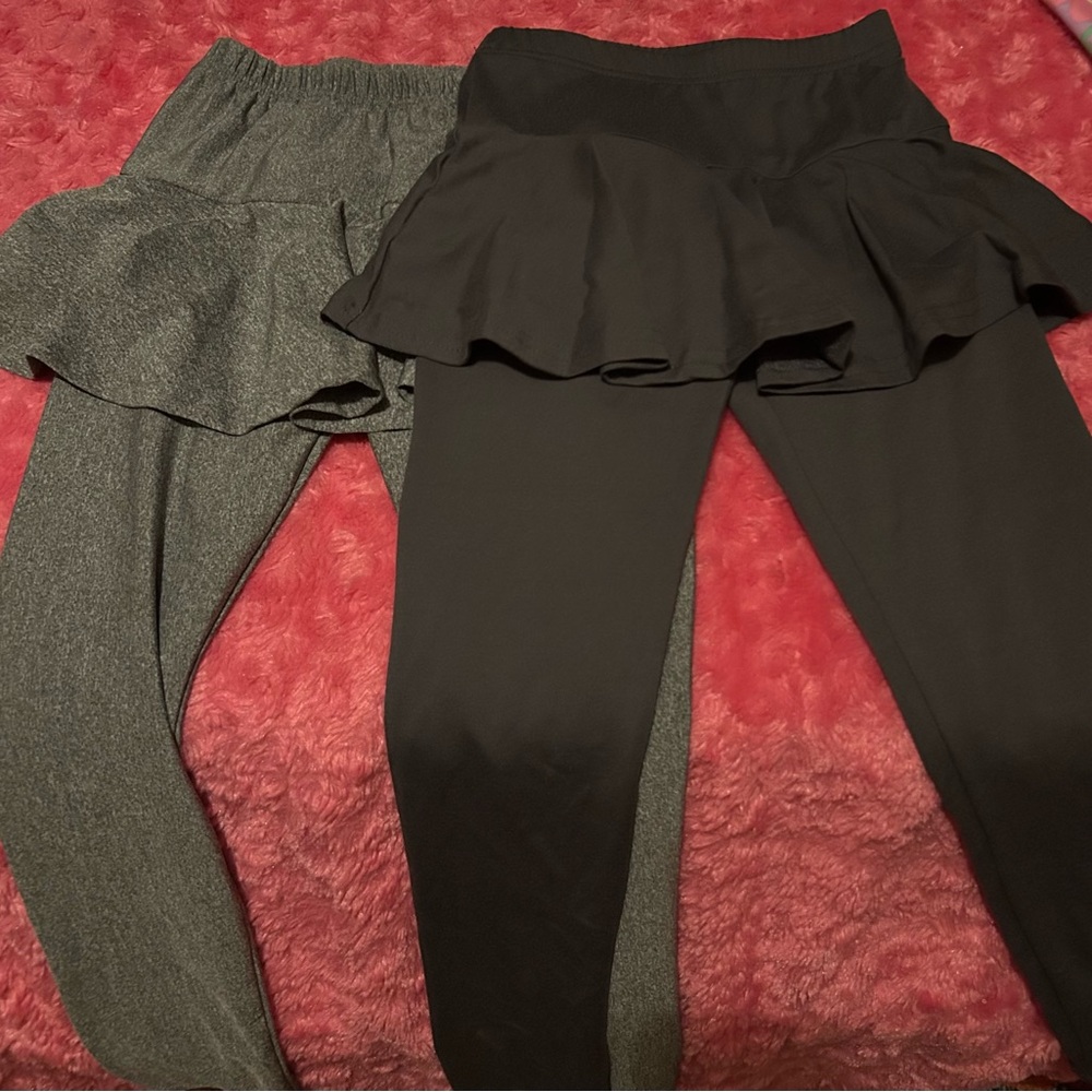 Dark and light Gray Girl’s leggings with skirt